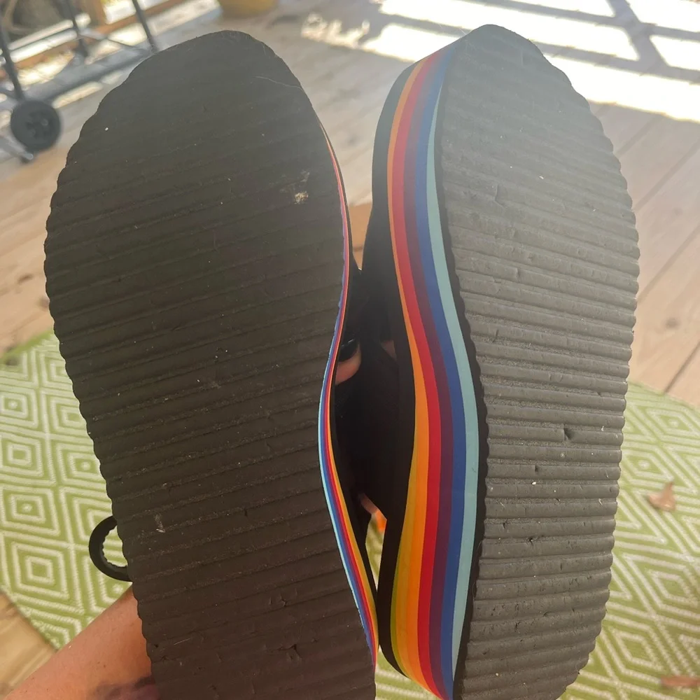 Rocket Dog Black Sandals with Rainbow Stripes - Picture 6 of 7